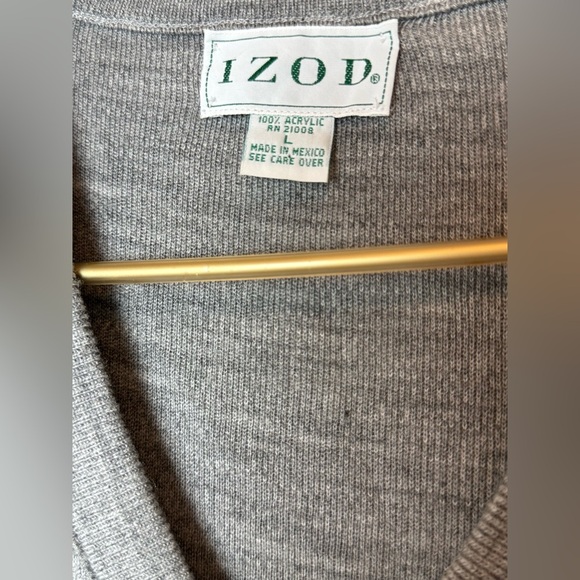 Vintage Izod Sweater Vest Mens Large Gray Made USA Acrylic Crest Logo Preppy 90s - Picture 4 of 6